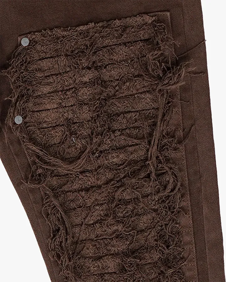 EPTM DISTRESSED CARPENTER FLARE PANTS-BROWN