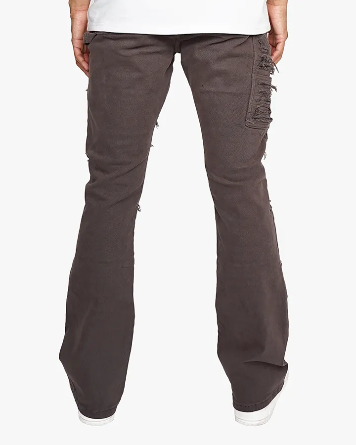 EPTM DISTRESSED CARPENTER FLARE PANTS-GREY