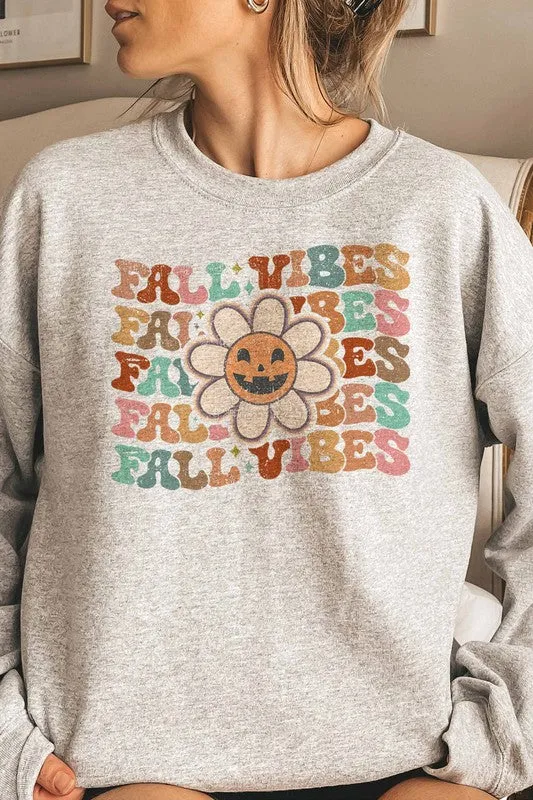 FALL VIBES FLOWER GRAPHIC SWEATSHIRT