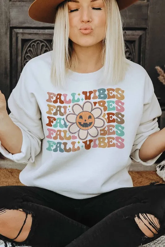 FALL VIBES FLOWER GRAPHIC SWEATSHIRT