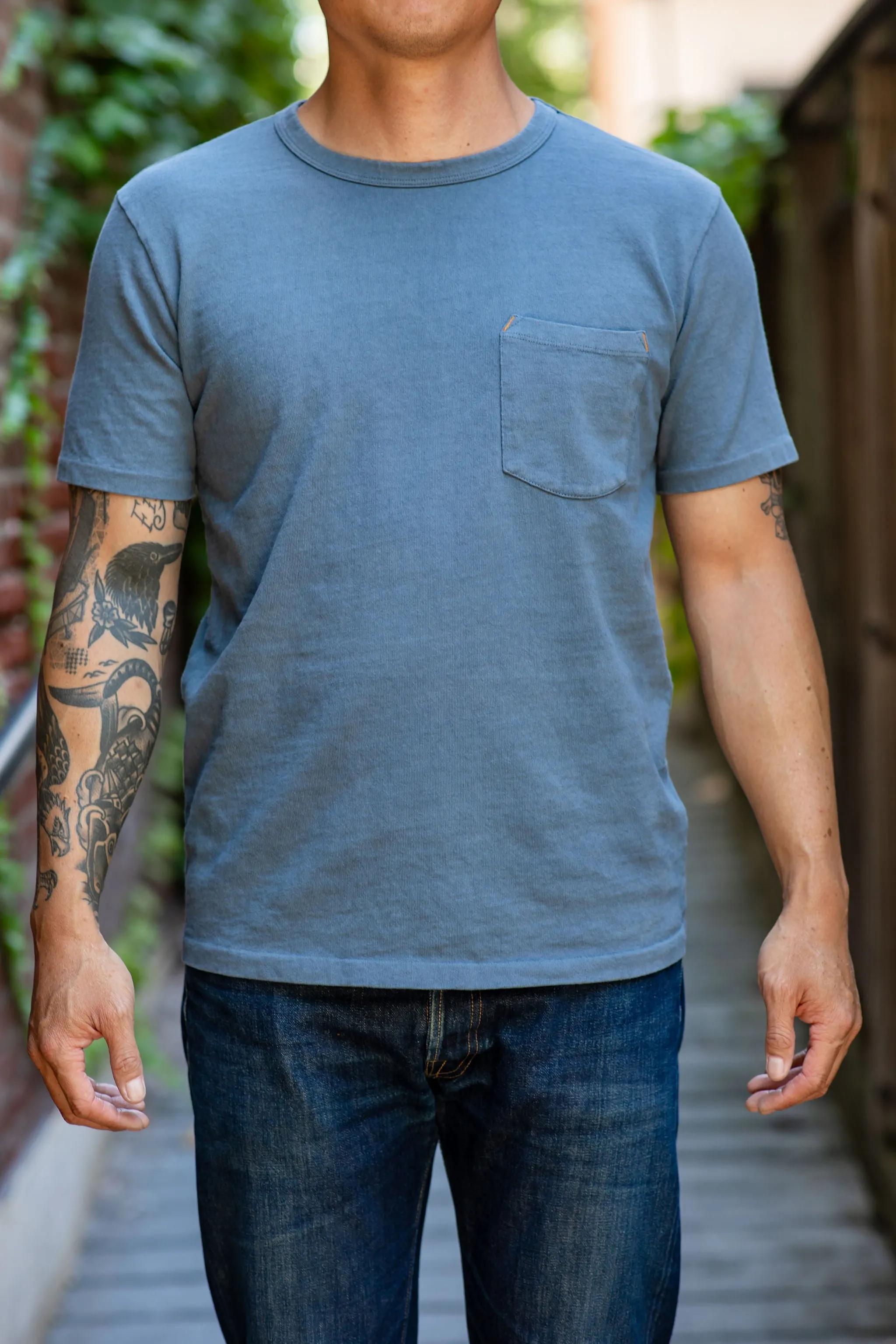 Freenote Cloth 13oz Pocket T-Shirt - Faded Blue