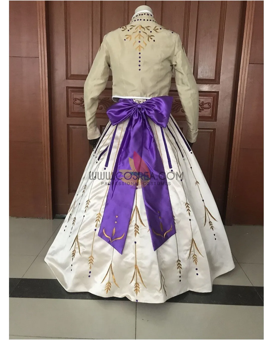 Frozen 2 Anna Formal Attire With Wheat Gold Embroidery Cosplay Costume