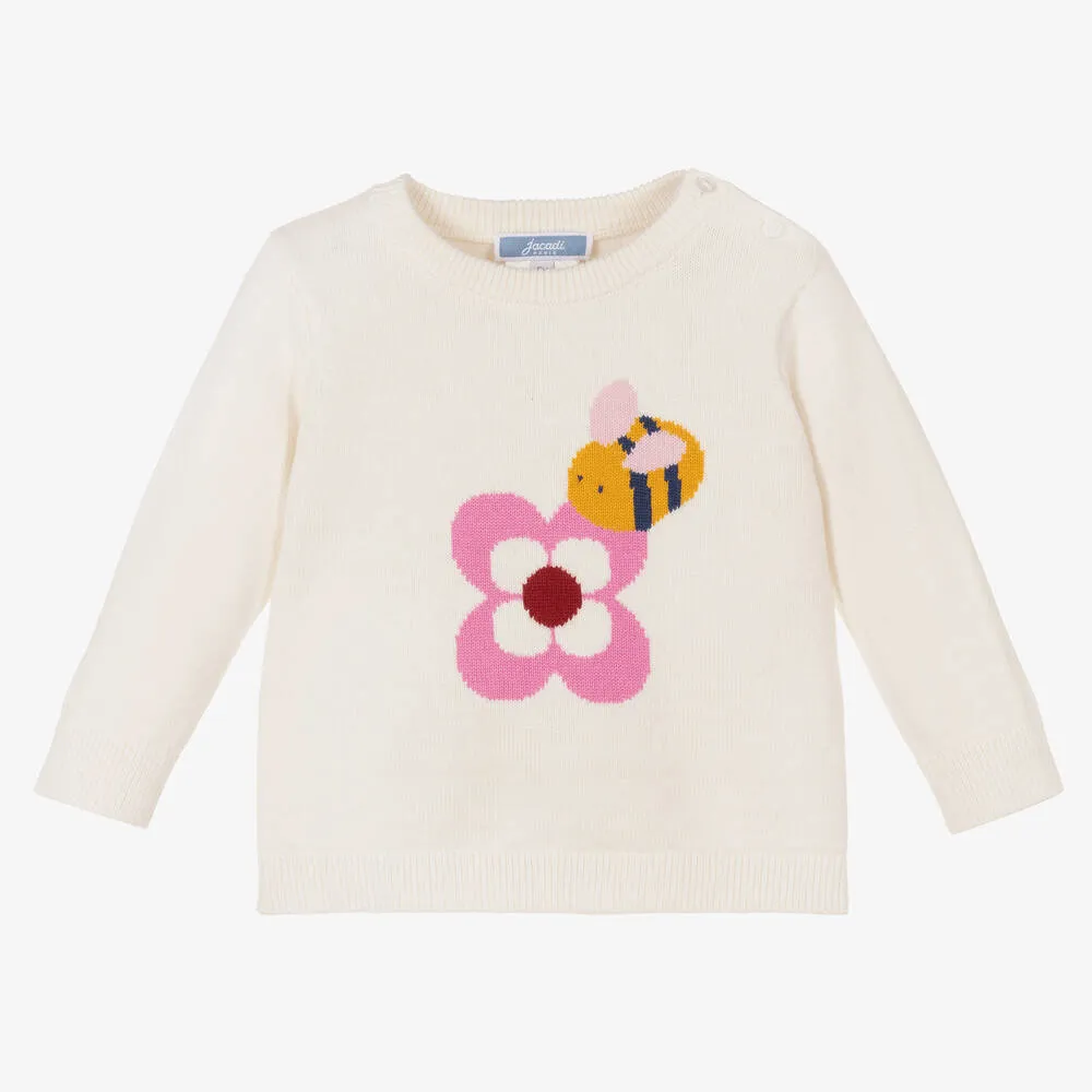 Girls Ivory Cotton Sweater