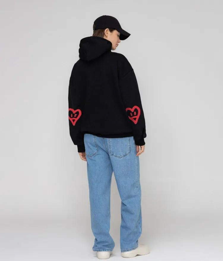 GRAVER  |[GRAVER]★ELBOW SPRAY HEART SMILE HOODIE