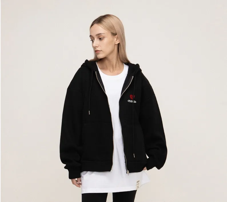 GRAVER  |[GRAVER]★HEART BOARD EMBROIDERY HOODIE ZIP-UP