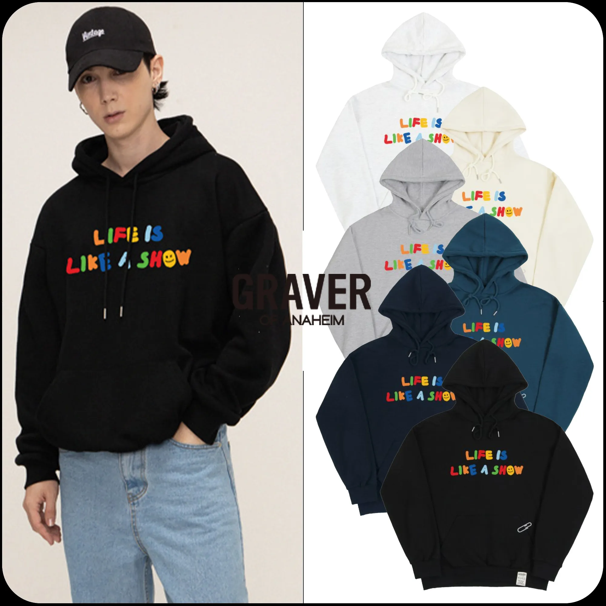 GRAVER  |[GRAVER]★RAINBOW LIFE SMILE LOGO HOODIE