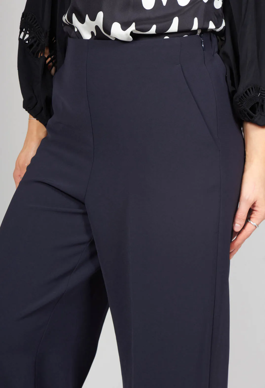 High Waisted Tailored Trousers in Navy