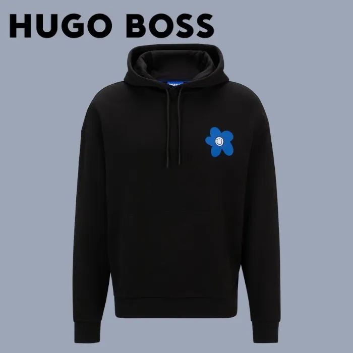 Hugo Boss  |Street Style Long Sleeves Cotton Logo Hoodies