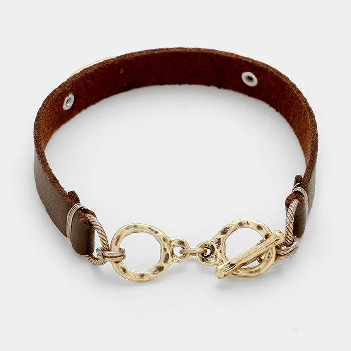 iLLASPARKZ Bullet faux leather toggle bracelet