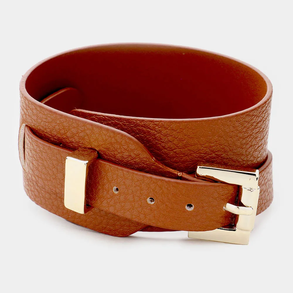 iLLASPARKZ Faux Leather Belt Buckle Wrap Bracelet