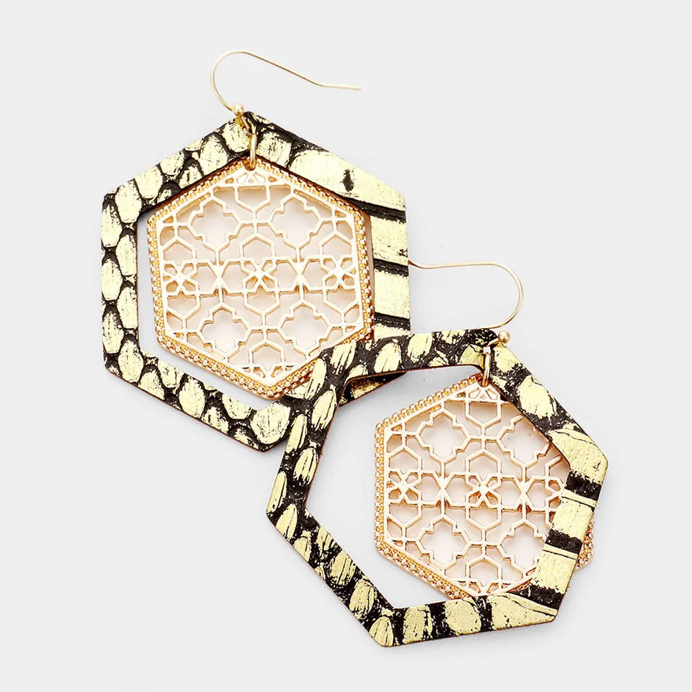 iLLASPARKZ Faux Leather Moroccan Filigree Dangle Earrings