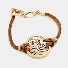 iLLASPARKZ Filigree disc & faux suede toggle bracelet