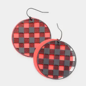 iLLASPARKZ Slash Pattern Detail Faux Leather Round Earrings