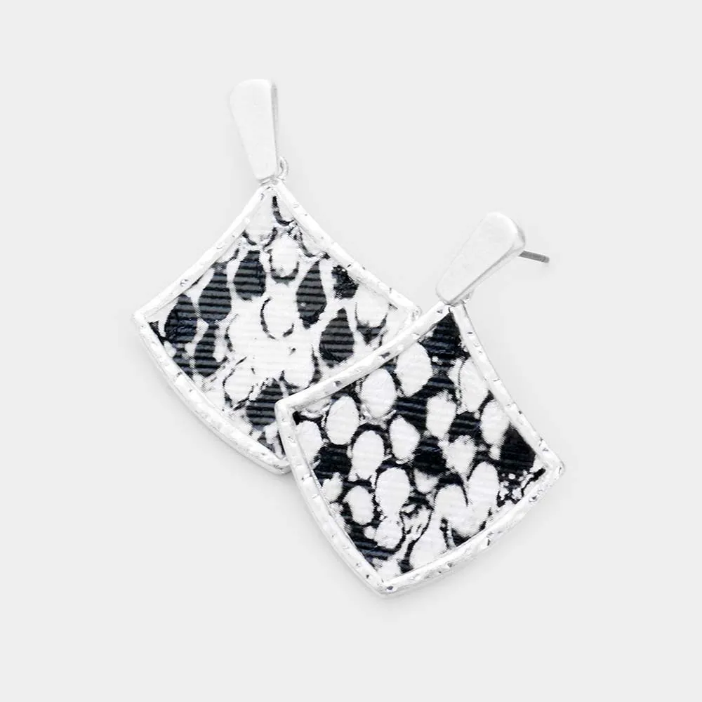 iLLASPARKZ Snake Skin Faux Leather Rhombus Earrings