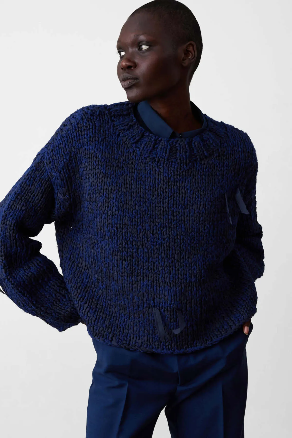 Lewiston  Boucle Cotton Sweater - Indigo