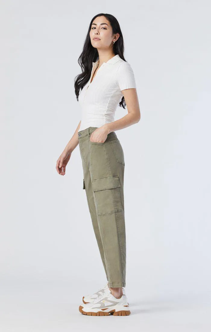 Mavi Jeans Sahara High-Rise Straight Cargo in Green Twill