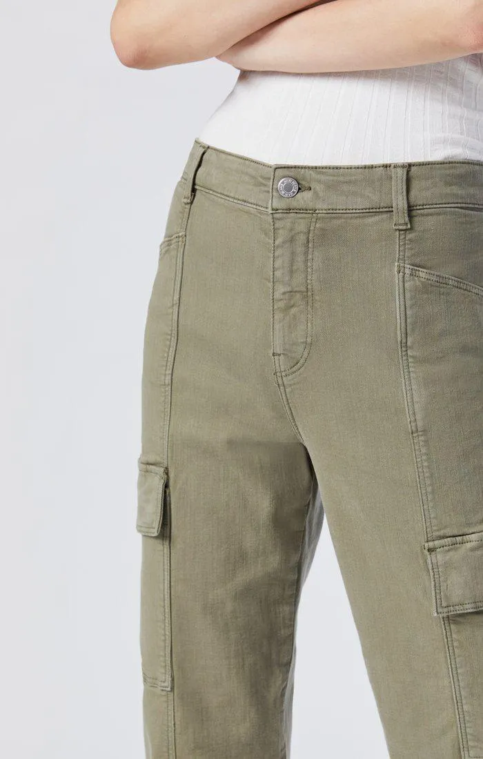 Mavi Jeans Sahara High-Rise Straight Cargo in Green Twill