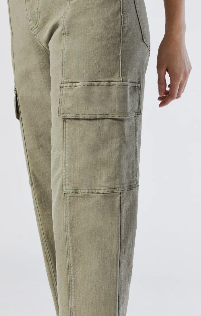 Mavi Jeans Sahara High-Rise Straight Cargo in Green Twill