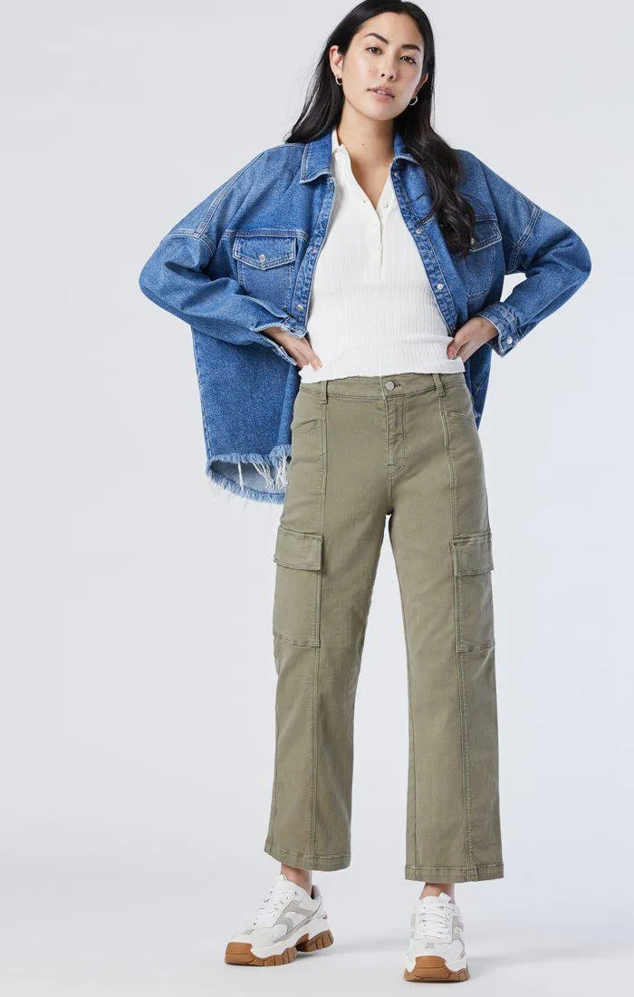 Mavi Jeans Sahara High-Rise Straight Cargo in Green Twill