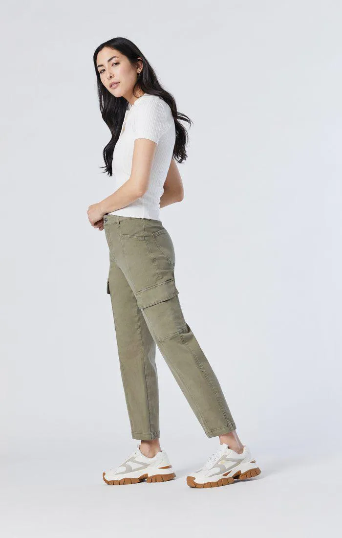 Mavi Jeans Sahara High-Rise Straight Cargo in Green Twill