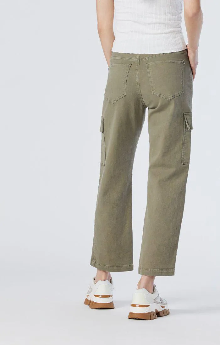 Mavi Jeans Sahara High-Rise Straight Cargo in Green Twill