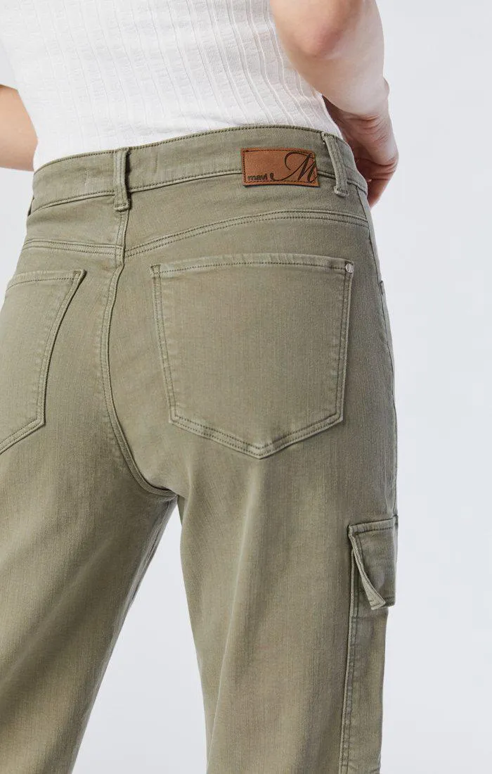 Mavi Jeans Sahara High-Rise Straight Cargo in Green Twill