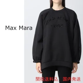 MaxMara  |Crew Neck Long Sleeves Plain Cotton Logo