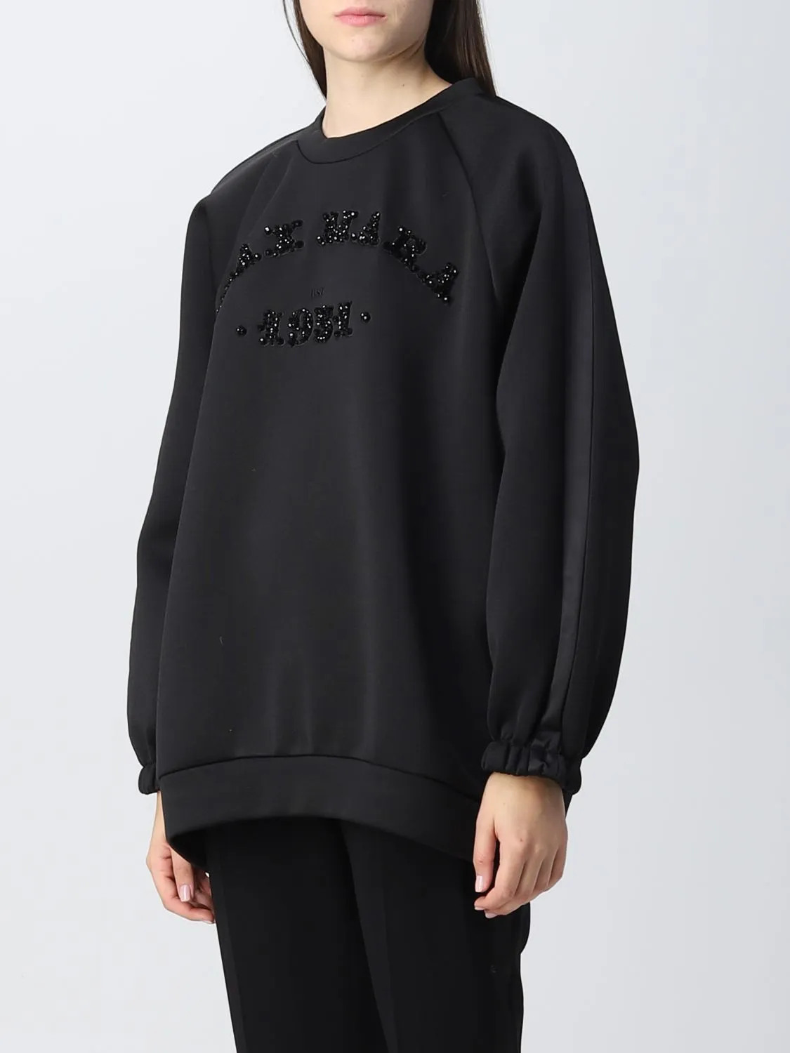 MaxMara  |Crew Neck Long Sleeves Plain Cotton Logo