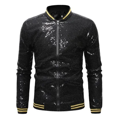 Men's Casual Style Shiny Sequins Night Club Wedding Party Blazer