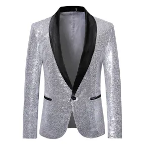 Men's Casual Style Shiny Sequins Night Club Wedding Party Blazer