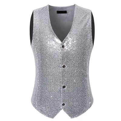 Men's Casual Style Shiny Sequins Night Club Wedding Party Blazer