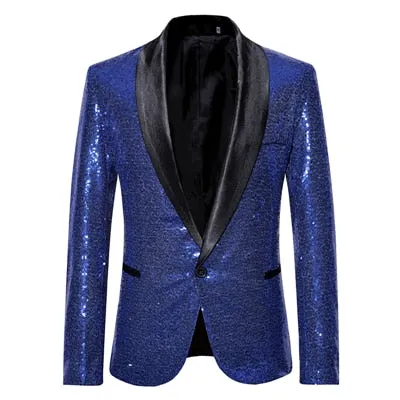 Men's Casual Style Shiny Sequins Night Club Wedding Party Blazer