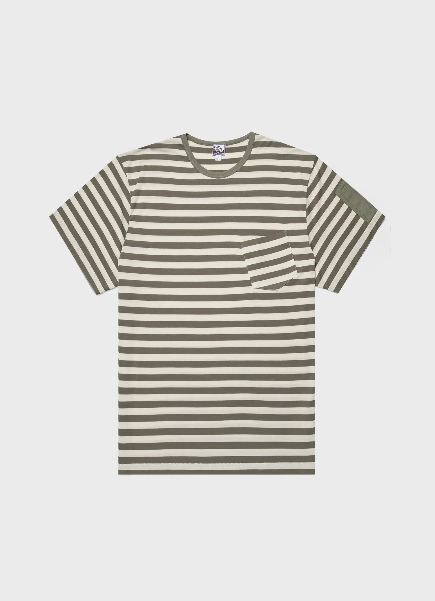 Men's Sunspel x Nigel Cabourn T-shirt in Army Green/Stone White