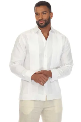 Mojito Men's 100% Linen Guayabera Chacabana Shirt Long Sleeve with Pleating Accent Size XXL