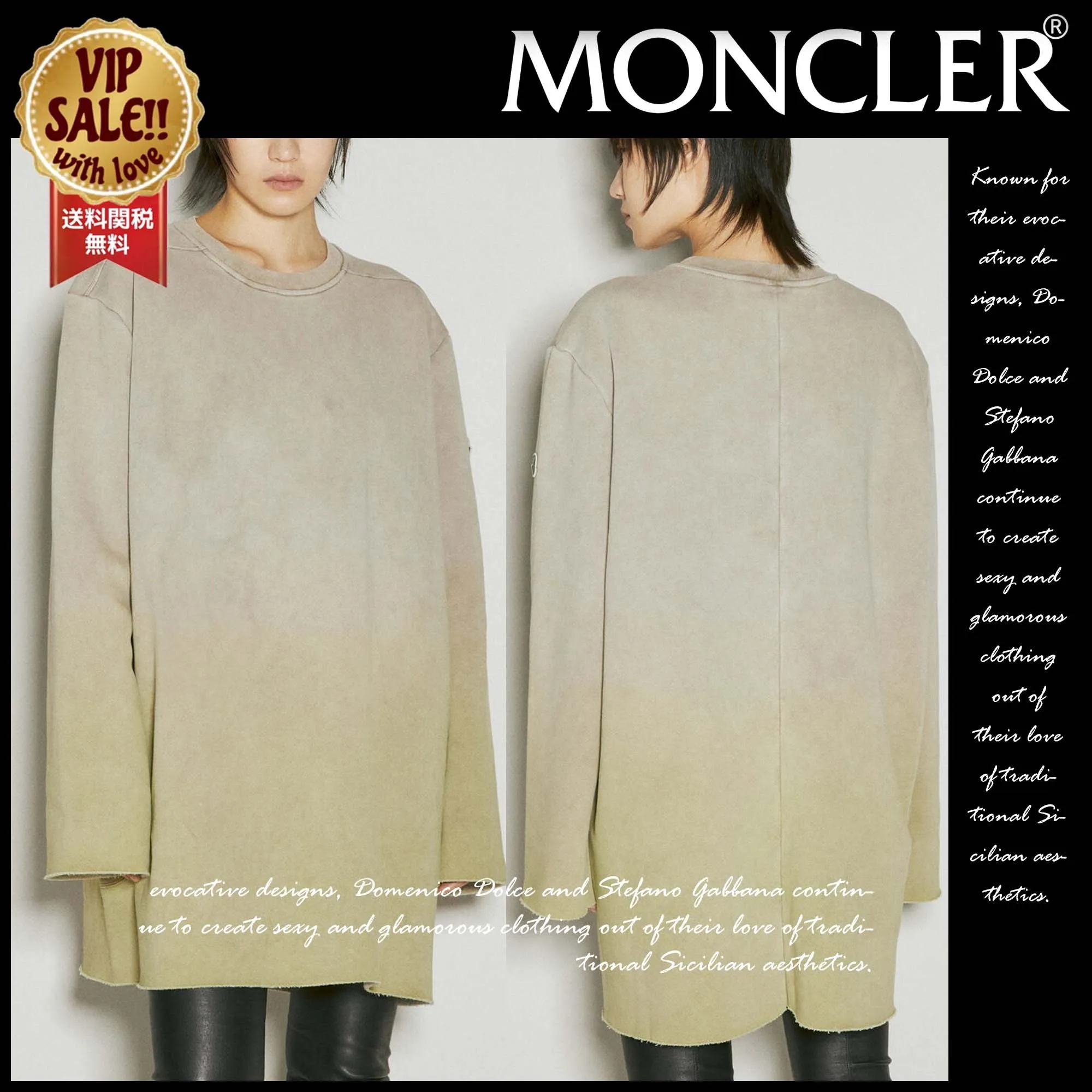 MONCLER  |Crew Neck Street Style Long Sleeves Cotton