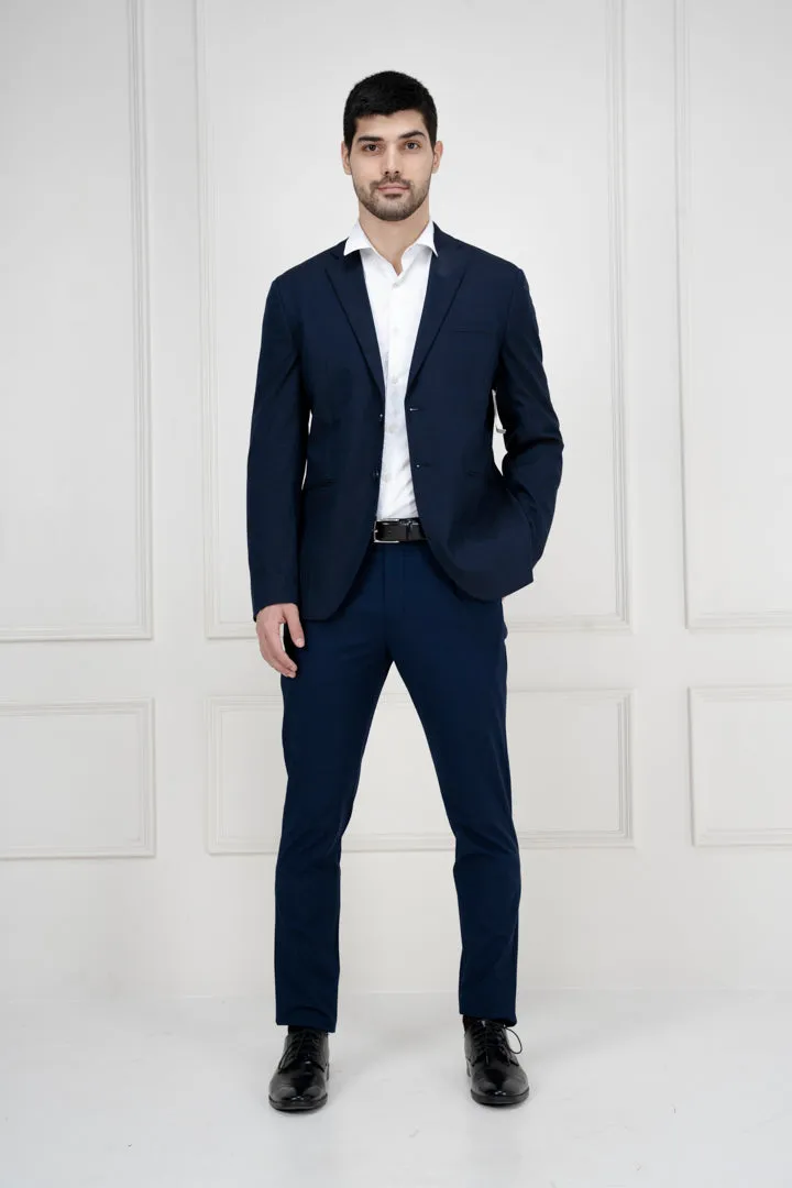 Navy Blue Slim Fit Stretch Formal Pants