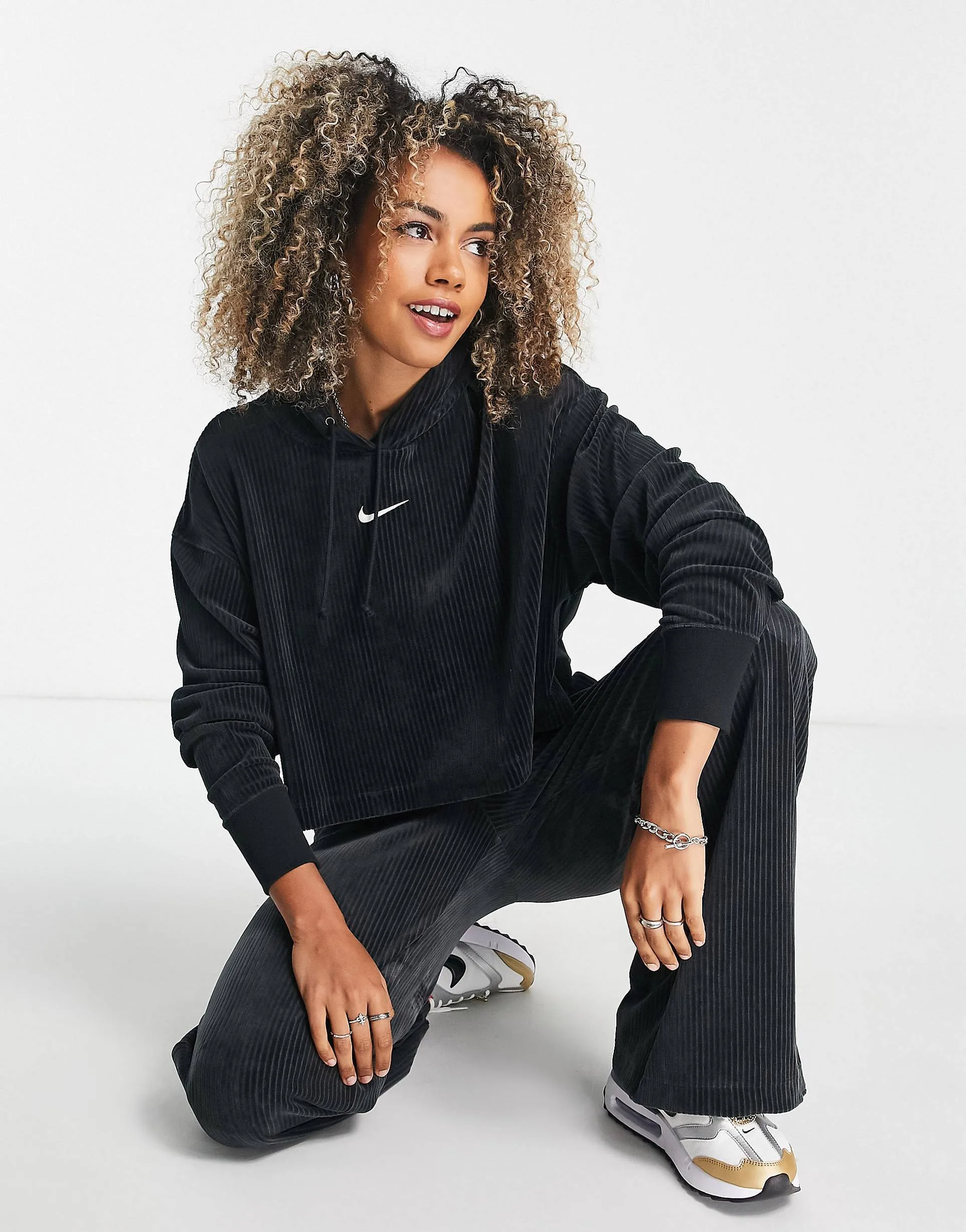 Nike  |Corduroy Street Style Logo Hoodies & Sweatshirts