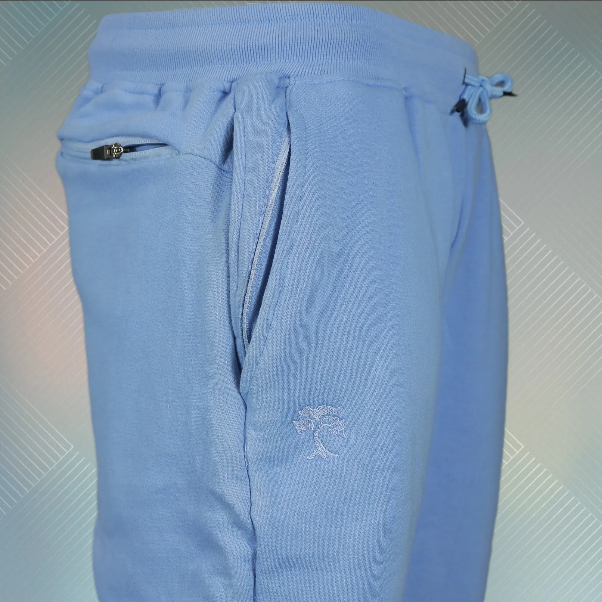 Powder Blue Unbasic Fleece Stash Pocket Sunset Park Tapered Jogger Pants | Fleece Light Blue Sweatpants