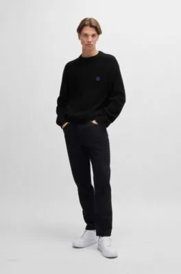 Ribbed-cotton sweater with logo badge