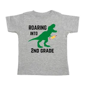 Roaring Into Second Grade Short Sleeve T-Shirt - Gray