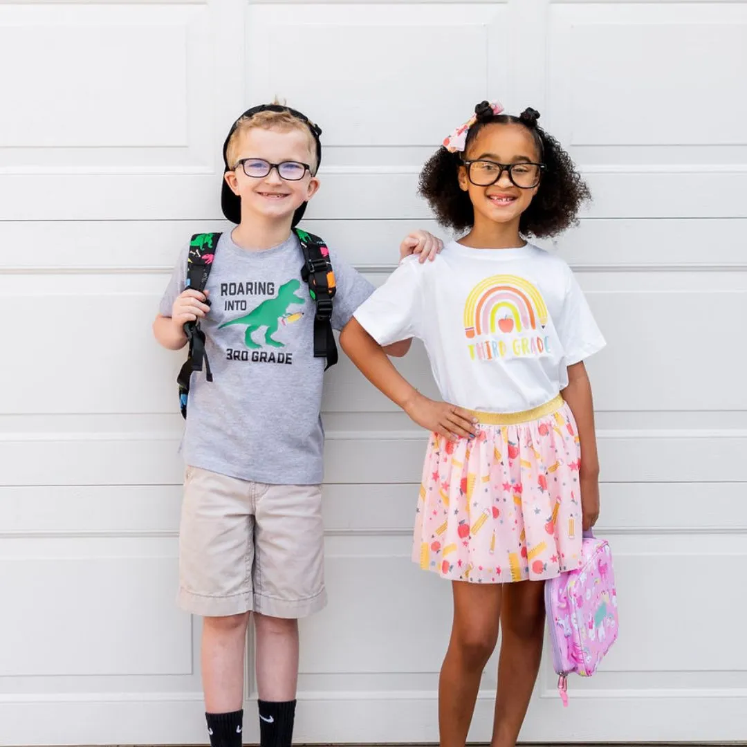 Roaring Into Third Grade Short Sleeve T-Shirt - Gray