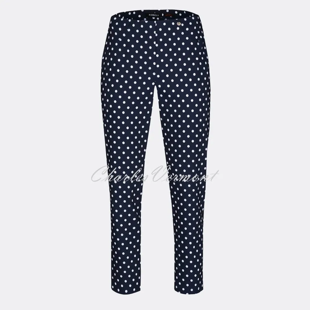 Robell Bella 09 - 7/8 Cropped Slim Fit Trouser 51560-54570-69 (Navy/White)