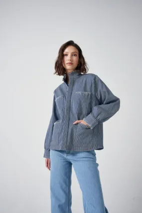 Seventy + Mochi Pablo Jacket - Striped Denim: Size 14