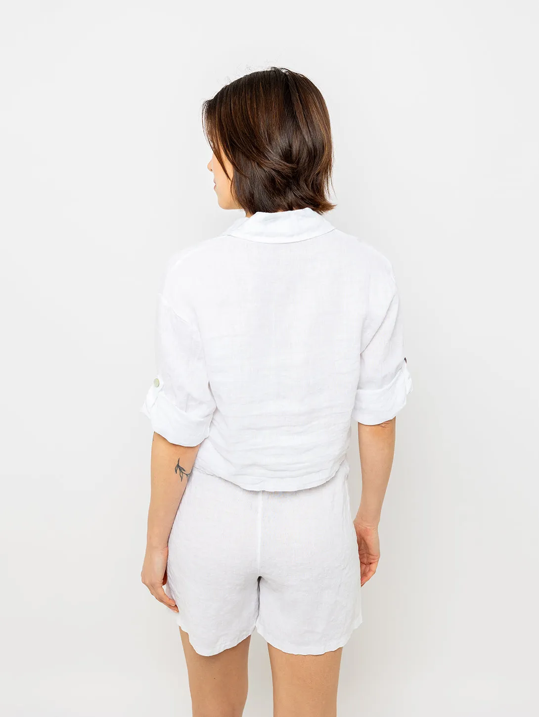 Short Linen Shirt - White