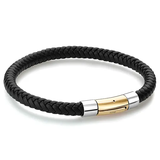 Stainless Steel Braided Genuine Leather Bracelet