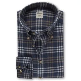 Stenstroms Casual Navy Checked Flannel Shirt