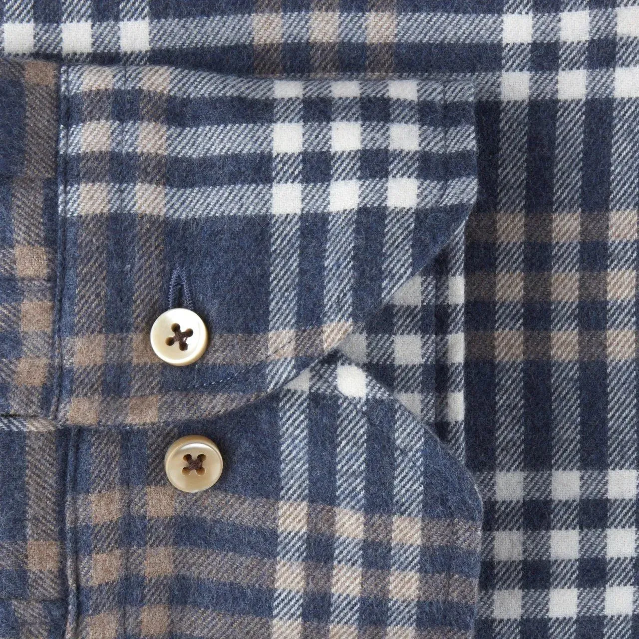 Stenstroms Casual Navy Checked Flannel Shirt