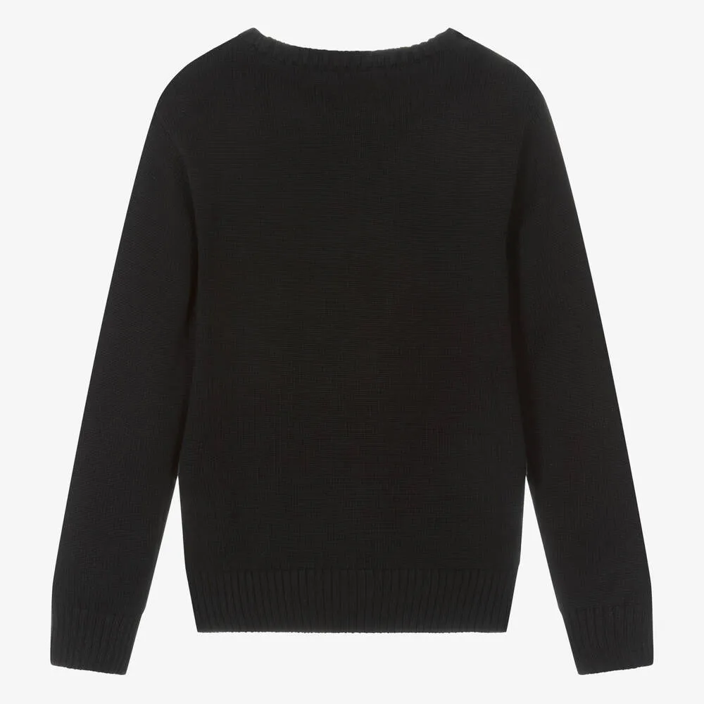 Teen Black Knitted Cotton Sweater