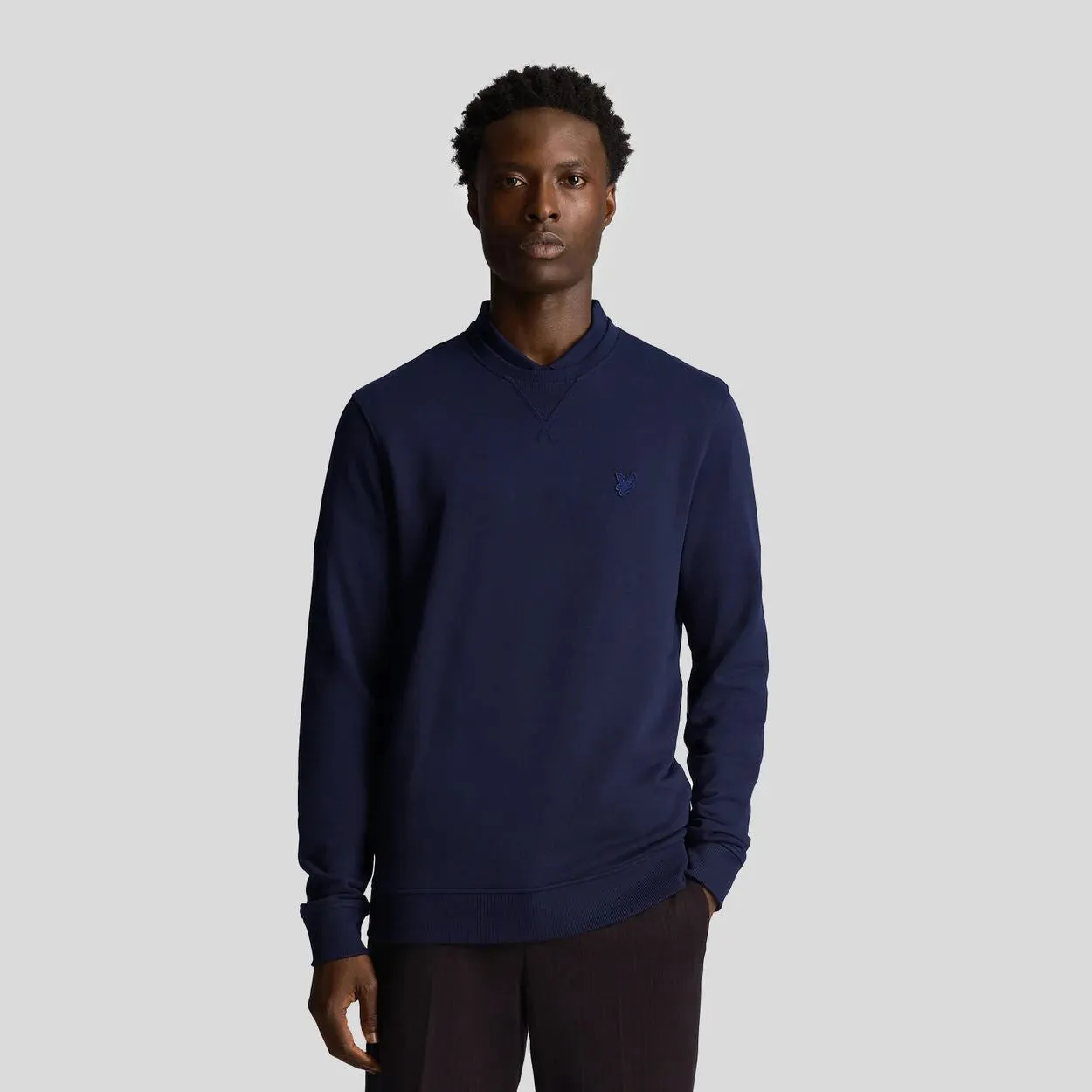 Tonal Eagle Crew Neck Sweat Dark Navy - SS24