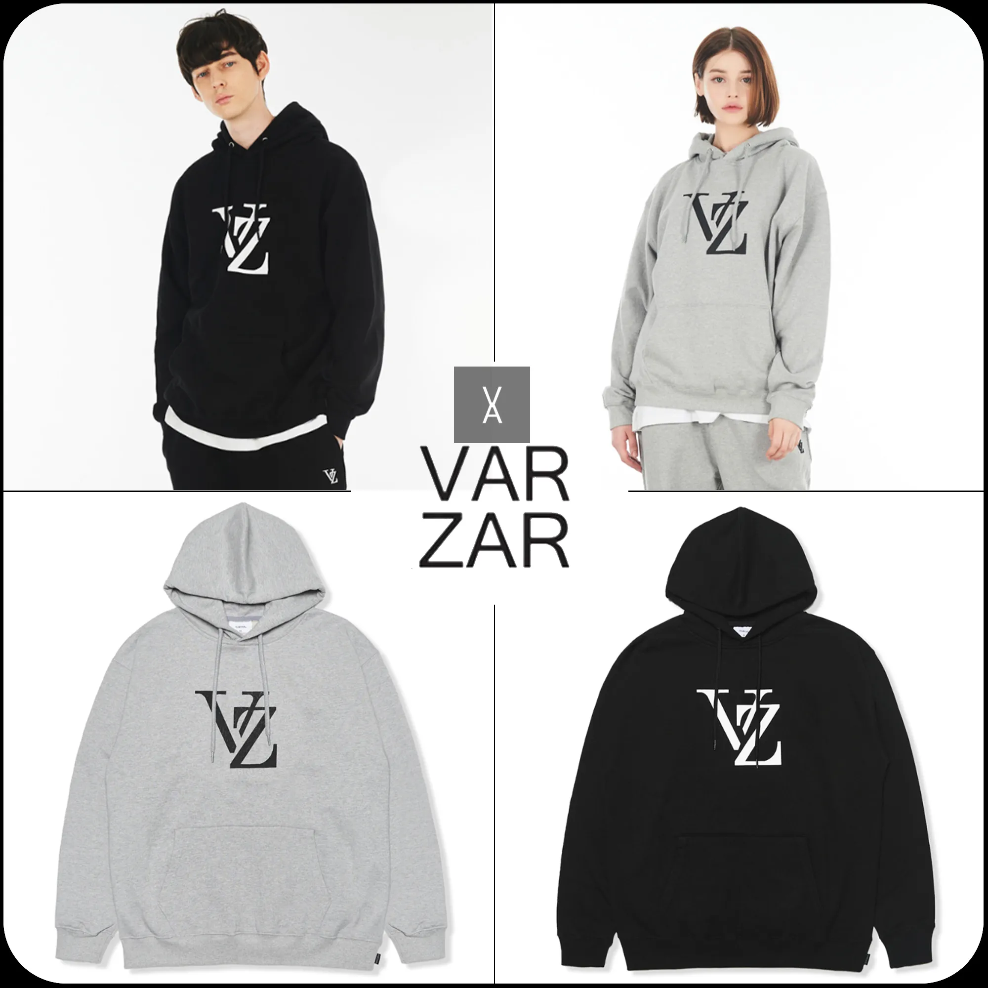 VARZAR  |Unisex Street Style Long Sleeves Cotton Logo Hoodies